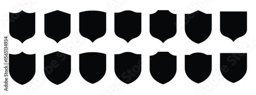 Shield vector set line black vector design illustrator, Collection of protect shield, Vector security shield badge, Knight award contours and linear signs Heraldic shield 