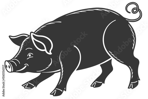 coloring page lineart the pig black vector