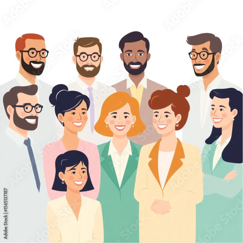 A group of nine leaders are participating in a team-building workshop. Everyone is smiling or nodding, showing active participation.
