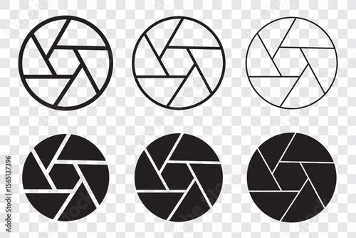 Camera shutter icon vector outline set illustration sign