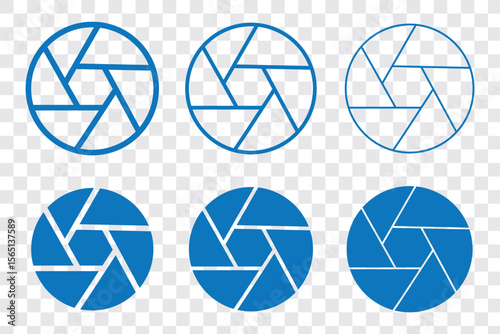 Camera shutter icon vector outline set illustration sign