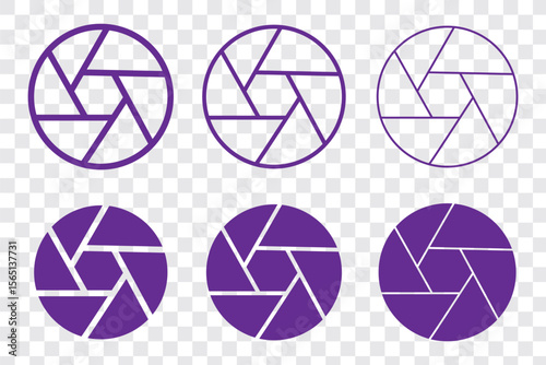 Camera shutter icon vector outline set illustration sign