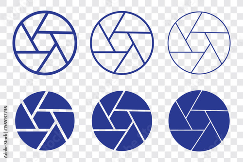 Camera shutter icon vector outline set illustration sign