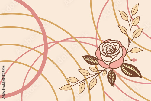 Luxurious Vector Design Featuring Golden Linear Elements on Pink Tones