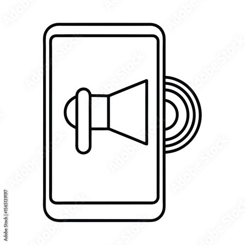 Smartphone app interface concept featuring speaker icon for mobile marketing and digital advertising