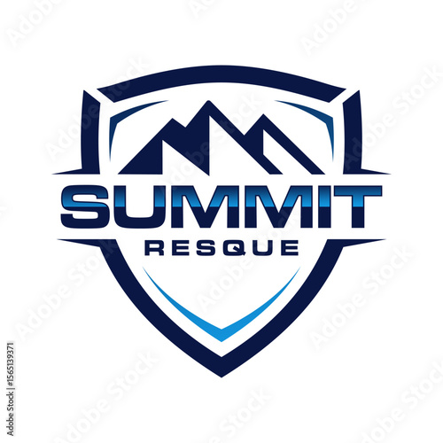 mountain shield logo, summit resque vector logo design, emblem