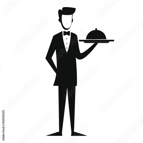 Professional Waiter Serving Food Restaurant Staff Icon