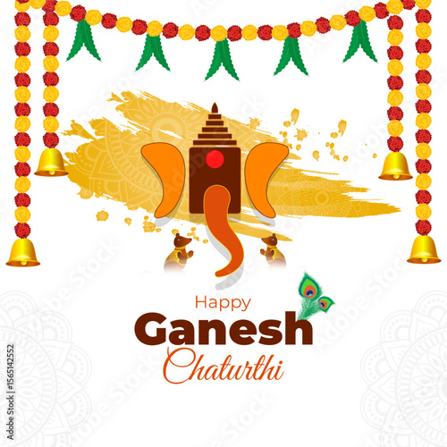 Vector illustration of Happy Ganesh Chaturthi on transparent background
