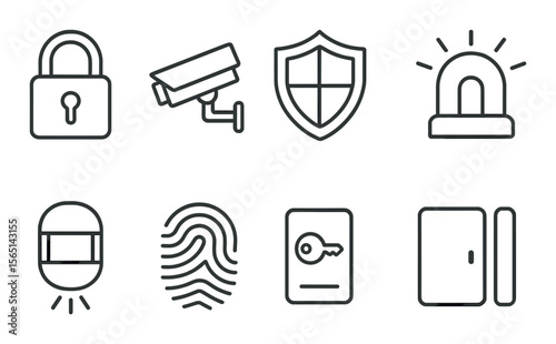 Security icons set – outline, protection and safety symbol collection