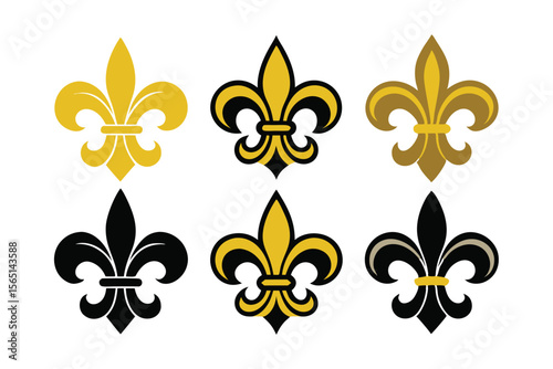 Set of luxury fleur de lis design isolated on white background