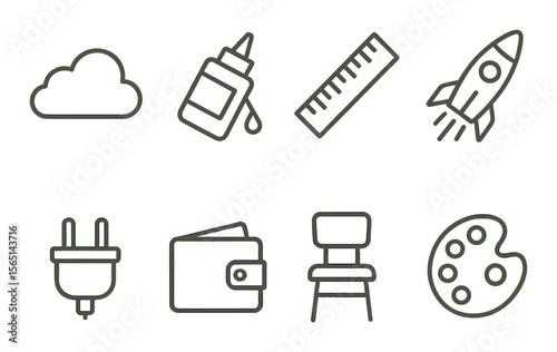 Street life line icons set – simple, urban and everyday activity symbols