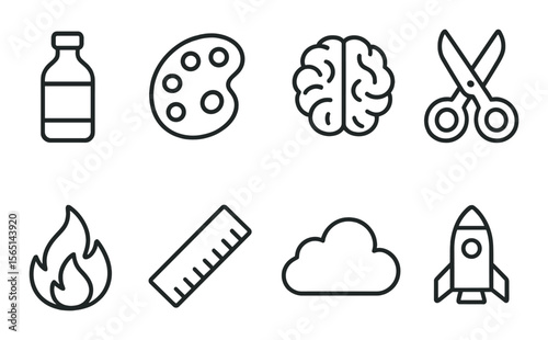 Nature essentials icons set – outline style, environmental and eco-friendly symbols