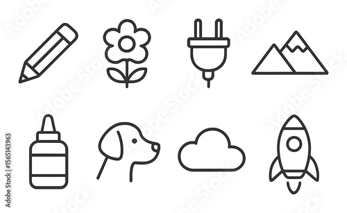 Simple compose icons set – linear, minimalist and sleek style graphic symbols