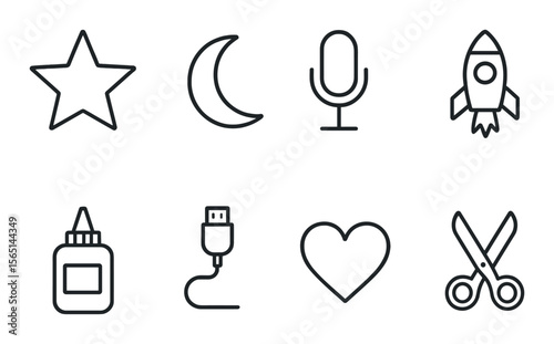 Kitchen essentials icons set – linear, cooking and culinary symbol designs