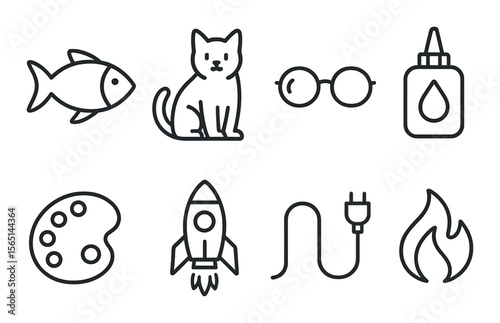 City essentials icons set – linear, urban lifestyle and everyday elements