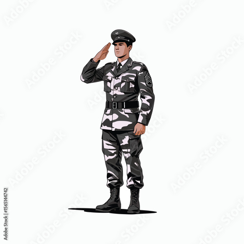 vector of a soldier saluting in black