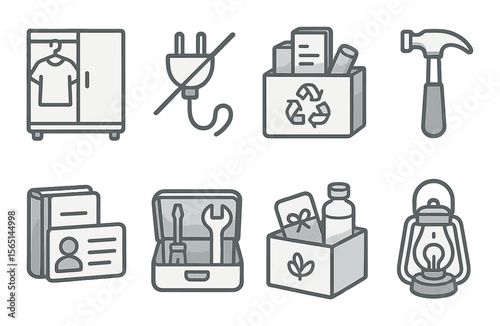 Eco-friendly line icons set – sustainable, recycling and environmental symbols