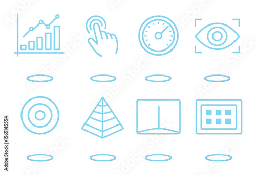 Futuristic interface icons set – outline, digital technology and innovation symbols