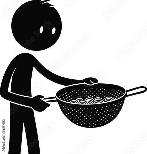 Cooking Action with a Stick Man Using Kitchen Tools in a Vector Illustration for Kitchen Environment