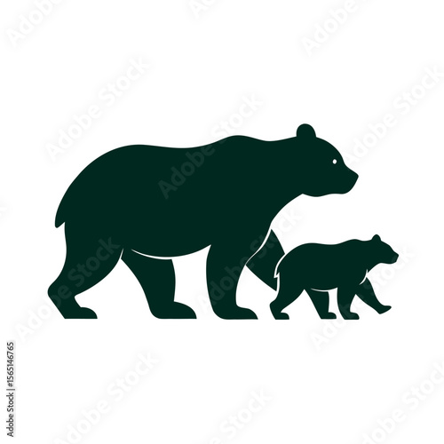 Mother Bear With Two Little Cubs