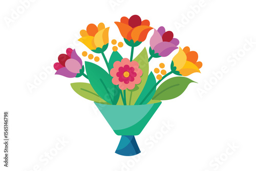 Colorful bouquets of assorted flowers isolated on white background