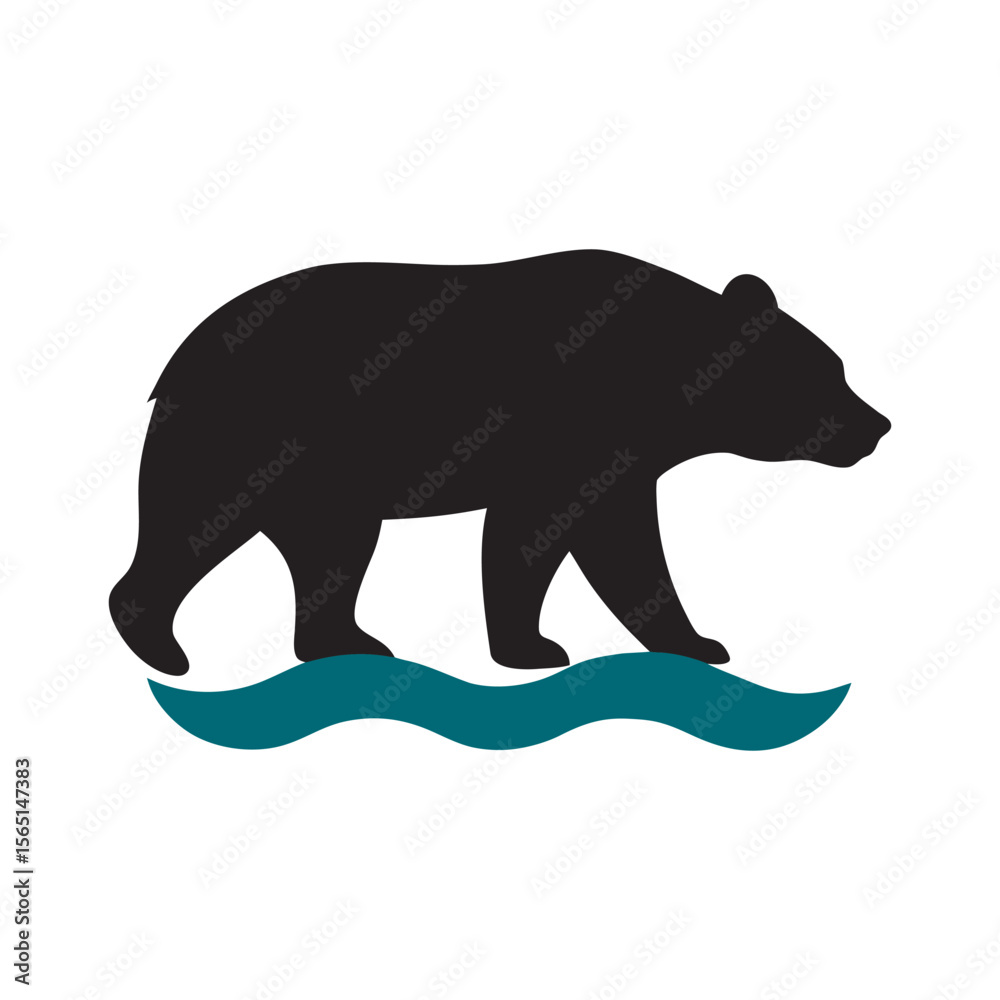 Obraz premium Bear Catching Fish In River Scene