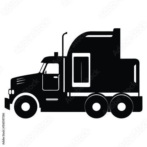 Big Rig Truck Silhouette Powerful Vector Illustration
