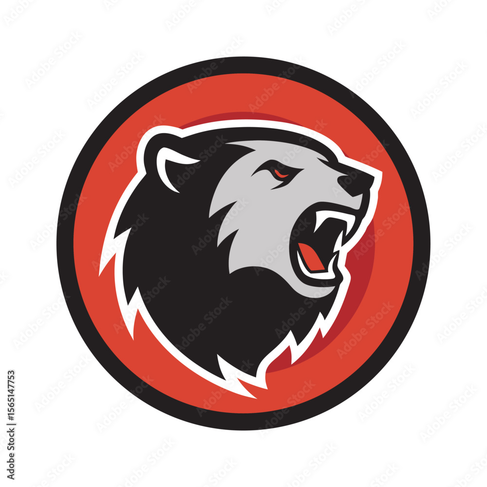 Fototapeta premium Roaring Bear Inside Circle Frame