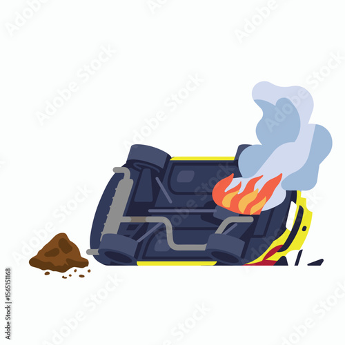 vector burning accident car