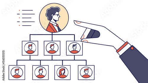 Corporate Employee Profile and Teamwork Chart—Leadership, Management Strategy, Organizational Planning, Collaboration, and Professional Connection