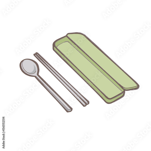 Portable spoon case with spoon and chopsticks