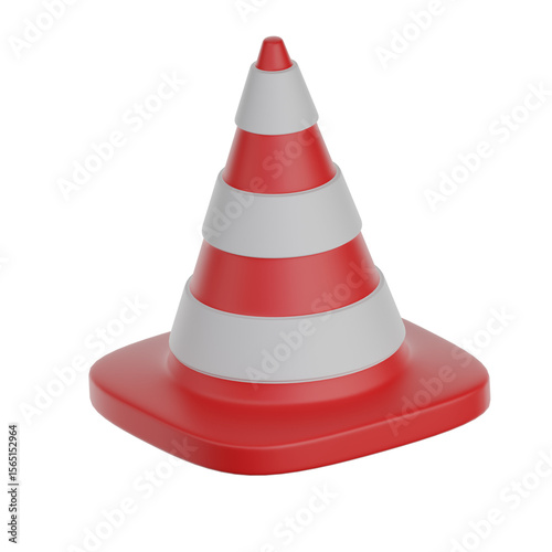traffic cone isolated on white 3D Icon Illustration