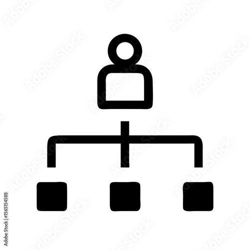 Simple organizational chart icon. This organizational chart displays a hierarchical structure with a single leader and three subordinates.