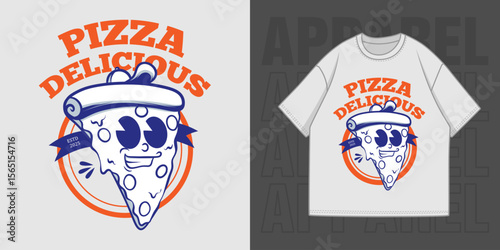 HAND DRAWING PIZZA DELICIOUS ILLUSTRATION T-SHIRT APPAREL PRINTING DESIGN