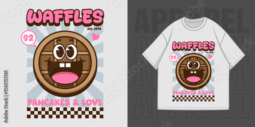 HAND DRAWING WAFFLES ILLUSTRATION T-SHIRT APPAREL PRINTING DESIGN