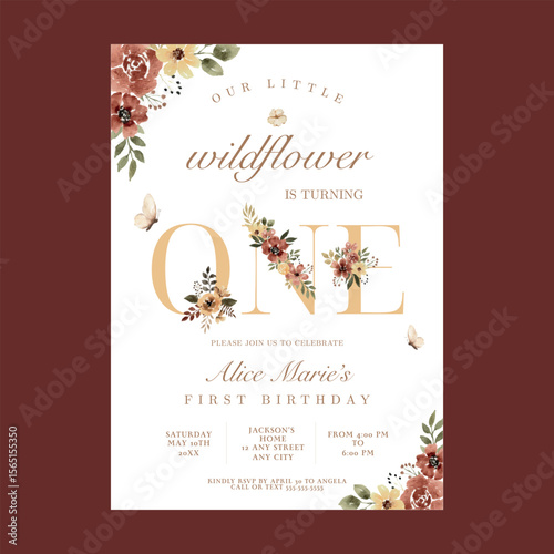 Wildflower Garden First Birthday Invitation