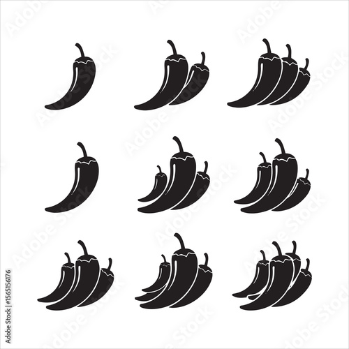 Chili pepper spiciness scale graphic with black silhouettes and labels
