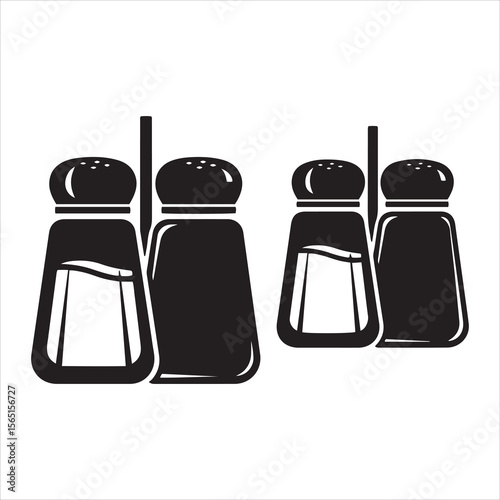 Classic salt and pepper shakers set on a white background