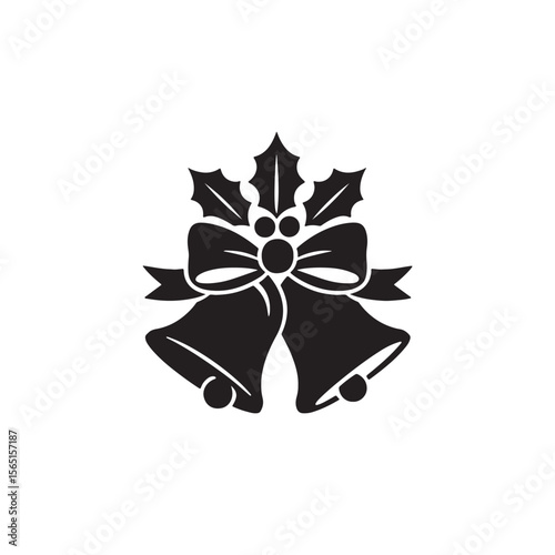 Wallpaper Mural Christmas Bells with Ribbon and Holly Leaves Holiday Icon Vector Torontodigital.ca
