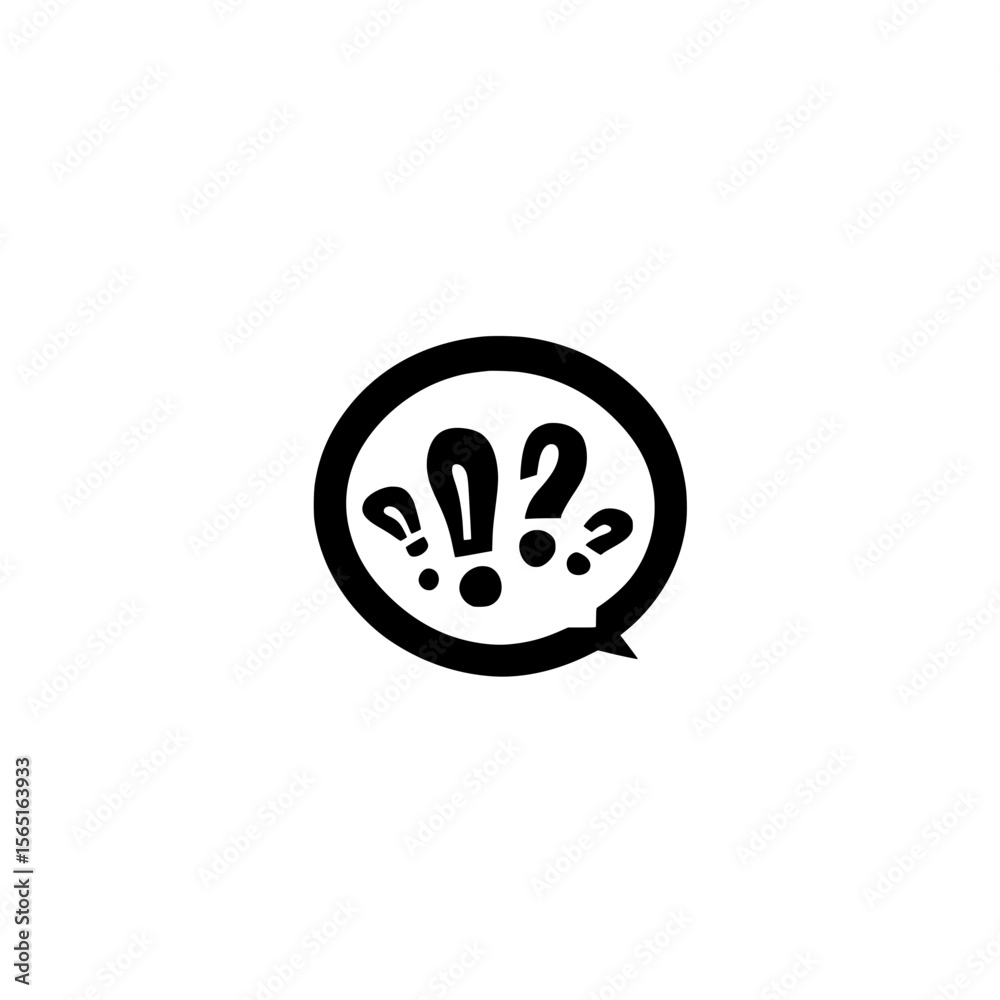 Obraz premium Chat bubble with question and exclamation marks vector icon for communication concept