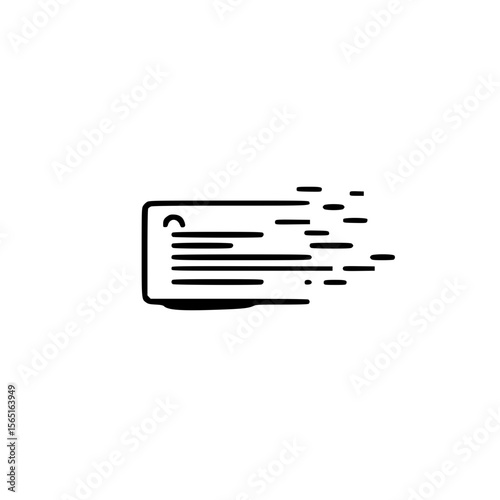Gift card icon with fast motion lines vector illustration for online shopping and delivery theme

