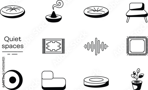 Black and White Icons Quiet Space Design Elements minimalist icons