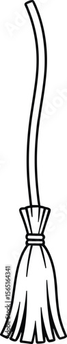 Line Art Vector of Classic Curved Broomstick Illustration