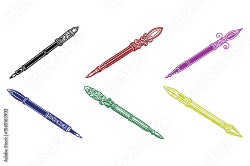 vector set of pens