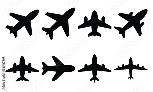 Minimal Airplane Silhouette Vector Set for Transportation, Airline, and Travel Themes