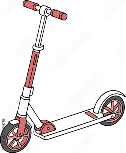 This is a simple, colorful, and stylized illustration of a kids' scooter.