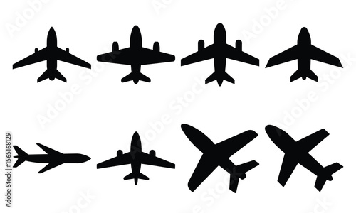 Commercial Airplane Silhouette Vector Collection for Travel, Flight, and Airline Illustrations