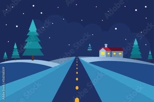 winter landscape with houses