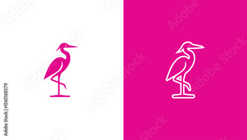 Crane bird silhouette logo in minimalist vector style, generative ai