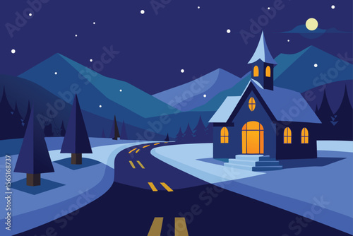 winter landscape with houses